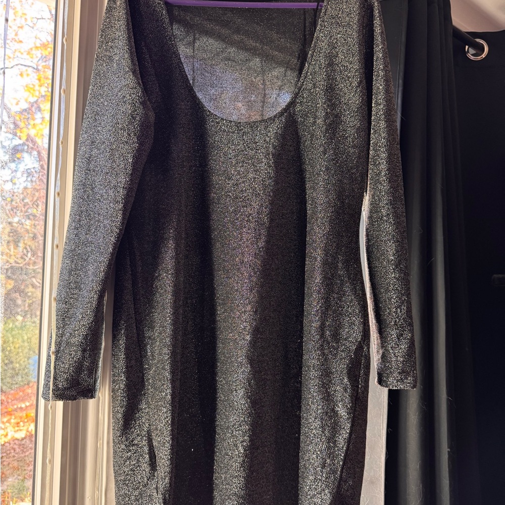 H&M Shimmering Silver Long Sleeve Dress